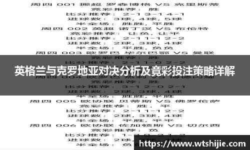 英格兰与克罗地亚对决分析及竟彩投注策略详解